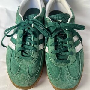 Adidas Green and White Suede Athletic Sneakers
